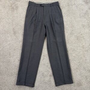 St Croix Pure New Wool Dress Pants 34x31 Gray Pleated Made In Italy Tailored Fit